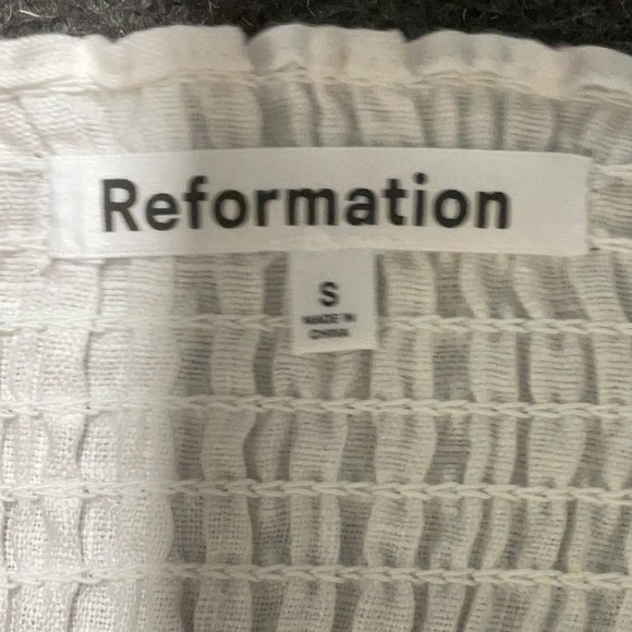 Reformation Womens Gitane Linen Dress S White Midi Cottagecore Bridal Romantic - Picture 6 of 7